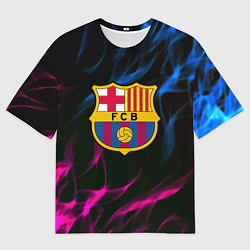 Мужская футболка оверсайз Barcelona neon flame