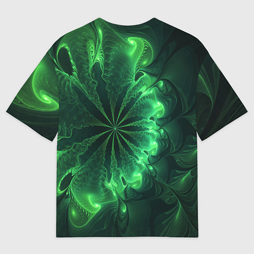Мужская футболка оверсайз Оптический зелёный фрактал / 3D-принт – фото 2