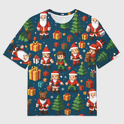 Футболка оверсайз мужская Mintrcraft pattern новый год, цвет: 3D-принт