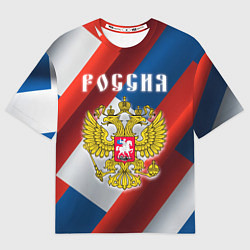 Футболка оверсайз мужская Цвета флага России, паттерн, цвет: 3D-принт