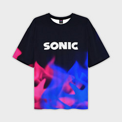 Мужская футболка оверсайз Sonic neon flame