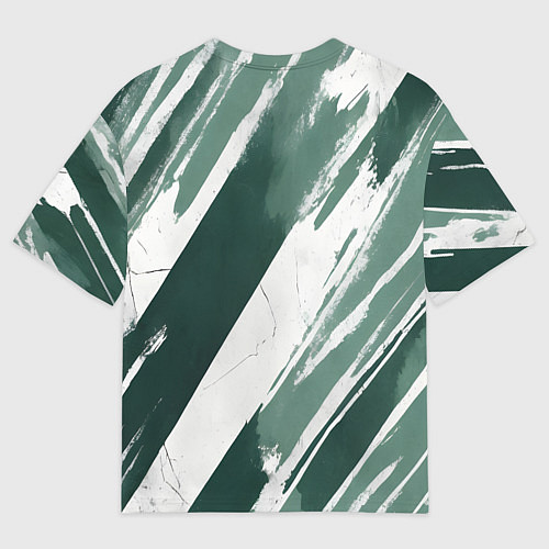 Мужская футболка оверсайз Косая зеленая полоска / 3D-принт – фото 2