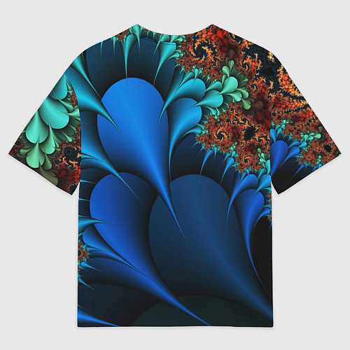 Мужская футболка оверсайз Фрактальный узор голубой / 3D-принт – фото 2