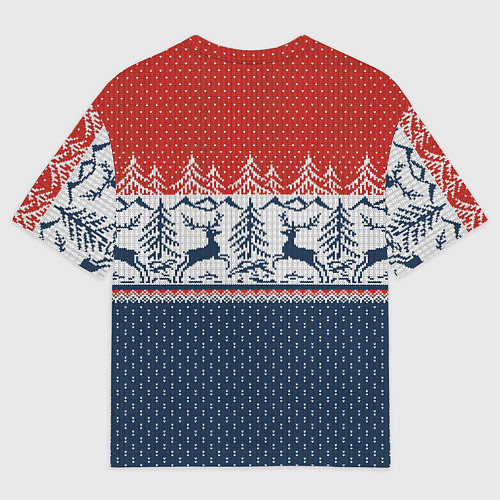 Мужская футболка оверсайз Новогодний вязаный узор / 3D-принт – фото 2