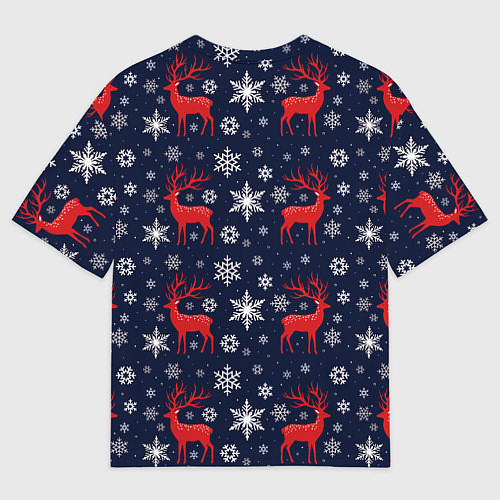 Мужская футболка оверсайз Олени новогодние / 3D-принт – фото 2