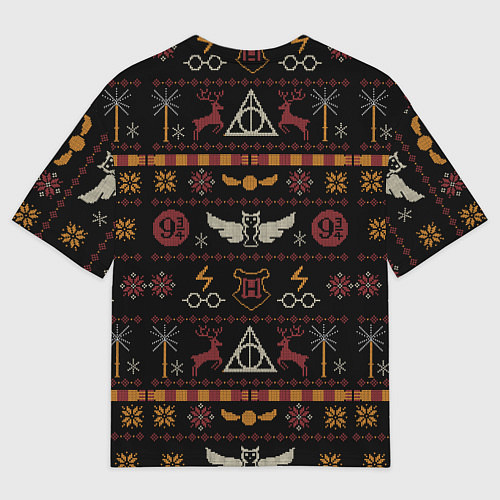 Мужская футболка оверсайз Новогодний паттерн - Гарри Поттер / 3D-принт – фото 2