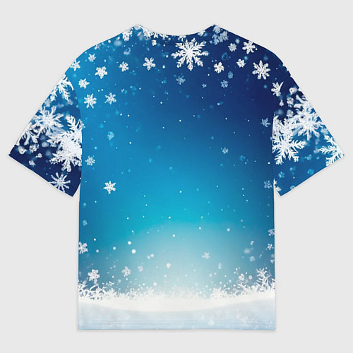 Мужская футболка оверсайз Символ 2025 года: зеленая змея в красной шапочке / 3D-принт – фото 2