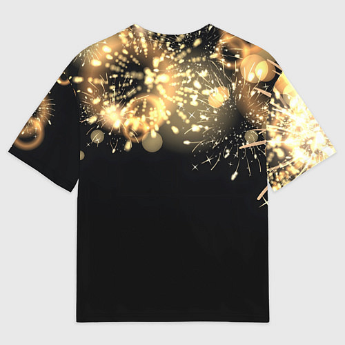 Мужская футболка оверсайз 2025 год - змея и новогодний салют / 3D-принт – фото 2
