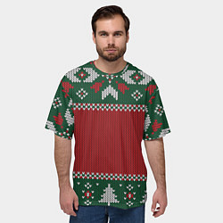 Футболка оверсайз мужская Knitted Christmas Pattern, цвет: 3D-принт — фото 2