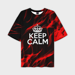 Мужская футболка оверсайз Keep calm flame red