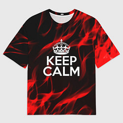Мужская футболка оверсайз Keep calm flame red