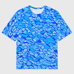 Футболка оверсайз мужская Голубые плитки на синем фоне, цвет: 3D-принт
