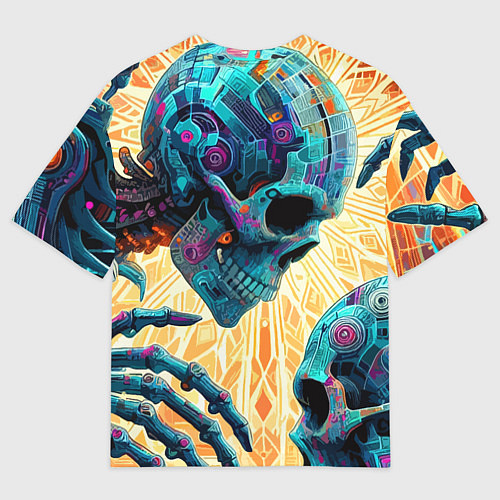 Мужская футболка оверсайз Два скелета - нейроарт фантазия / 3D-принт – фото 2