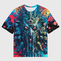Мужская футболка оверсайз Таинственная кибер физиономия - паттерн
