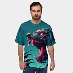 Футболка оверсайз мужская Свирепый оборотень - нейроарт, цвет: 3D-принт — фото 2