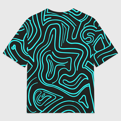 Мужская футболка оверсайз Абстракция из бирюзовых полос / 3D-принт – фото 2