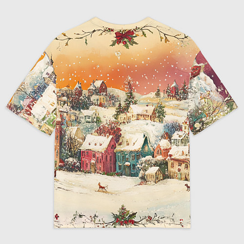 Мужская футболка оверсайз Новогодний город из разноцветных домов / 3D-принт – фото 2