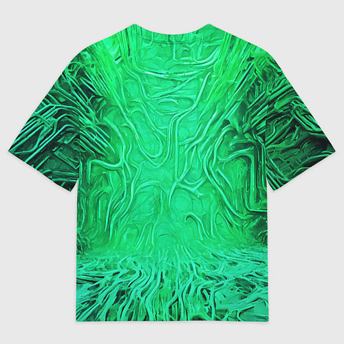 Мужская футболка оверсайз Зелёный симбионт абстракция / 3D-принт – фото 2