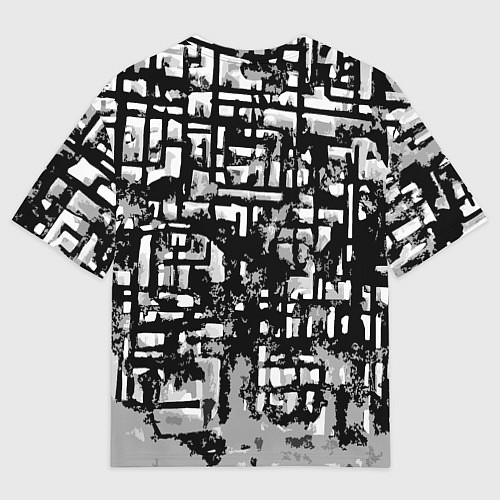 Мужская футболка оверсайз Бело-чёрная абстракция / 3D-принт – фото 2