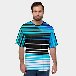 Футболка оверсайз мужская Разноцветные вертикальные линии, цвет: 3D-принт — фото 2