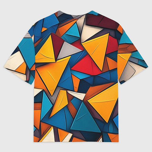 Мужская футболка оверсайз Разноцветные треугольники / 3D-принт – фото 2