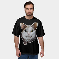 Футболка оверсайз мужская Кот - Бу испугался мем, цвет: 3D-принт — фото 2