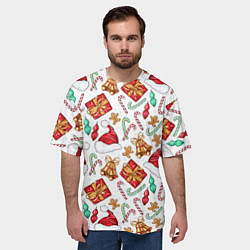 Футболка оверсайз мужская Новогодний паттерн 2025, цвет: 3D-принт — фото 2