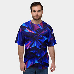 Футболка оверсайз мужская Синие абстрактные изгибы, цвет: 3D-принт — фото 2