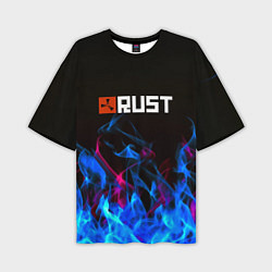 Футболка оверсайз мужская Rust neon flame, цвет: 3D-принт