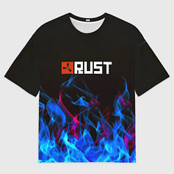 Мужская футболка оверсайз Rust neon flame