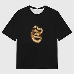 Мужская футболка оверсайз Золотая змея символ 2025 года