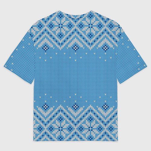 Мужская футболка оверсайз Вязаный скандинавский орнамент / 3D-принт – фото 2