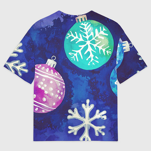 Мужская футболка оверсайз Новогодний узор / 3D-принт – фото 2