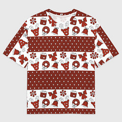 Футболка оверсайз мужская Новогодний паттерн, цвет: 3D-принт