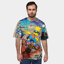 Футболка оверсайз мужская Bart Simpson on a skateboard - graffiti, цвет: 3D-принт — фото 2