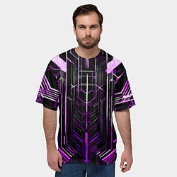 Футболка оверсайз мужская Purple lines on a black background, цвет: 3D-принт — фото 2
