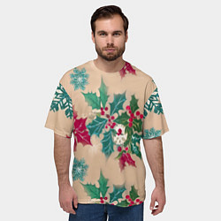 Футболка оверсайз мужская Новогодний узор, цвет: 3D-принт — фото 2