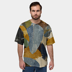Футболка оверсайз мужская Акварельные листья абстракция, цвет: 3D-принт — фото 2