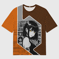 Футболка оверсайз мужская Девушка с желтыми глазами, цвет: 3D-принт