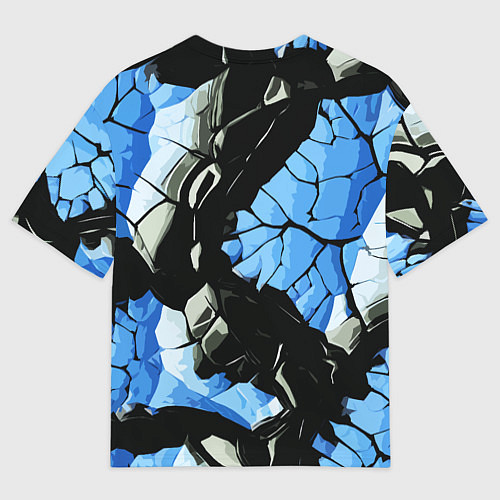 Мужская футболка оверсайз Чёрные линии на чёрно-синем фоне / 3D-принт – фото 2
