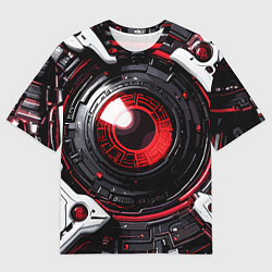Футболка оверсайз мужская Красная сфера киберпанк, цвет: 3D-принт