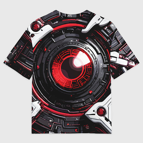 Мужская футболка оверсайз Красная сфера киберпанк / 3D-принт – фото 2