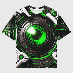 Футболка оверсайз мужская Зелёная сфера киберпанк, цвет: 3D-принт