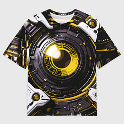 Футболка оверсайз мужская Жёлтая сфера киберпанк, цвет: 3D-принт