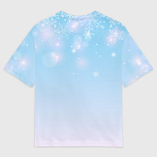 Мужская футболка оверсайз Зимний градиент со снежинками / 3D-принт – фото 2