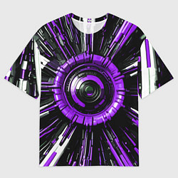 Футболка оверсайз мужская Чёрно-фиолетовая сфера киберпанк, цвет: 3D-принт
