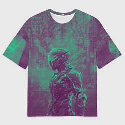 Футболка оверсайз мужская Киборг в пурпурных тонах, цвет: 3D-принт