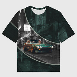 Футболка оверсайз мужская Зелёный спорткар, цвет: 3D-принт