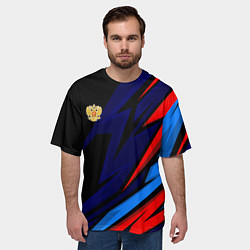 Футболка оверсайз мужская Российский герб - Темные цвета, цвет: 3D-принт — фото 2