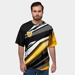 Футболка оверсайз мужская Герб России - Жёлтое свечение, цвет: 3D-принт — фото 2